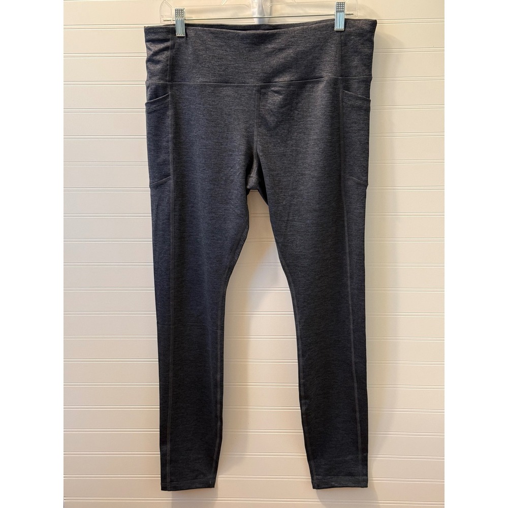 Avia Womens Grey Heather Core Leggings High Rise Side Pockets XL 16-18 NEW